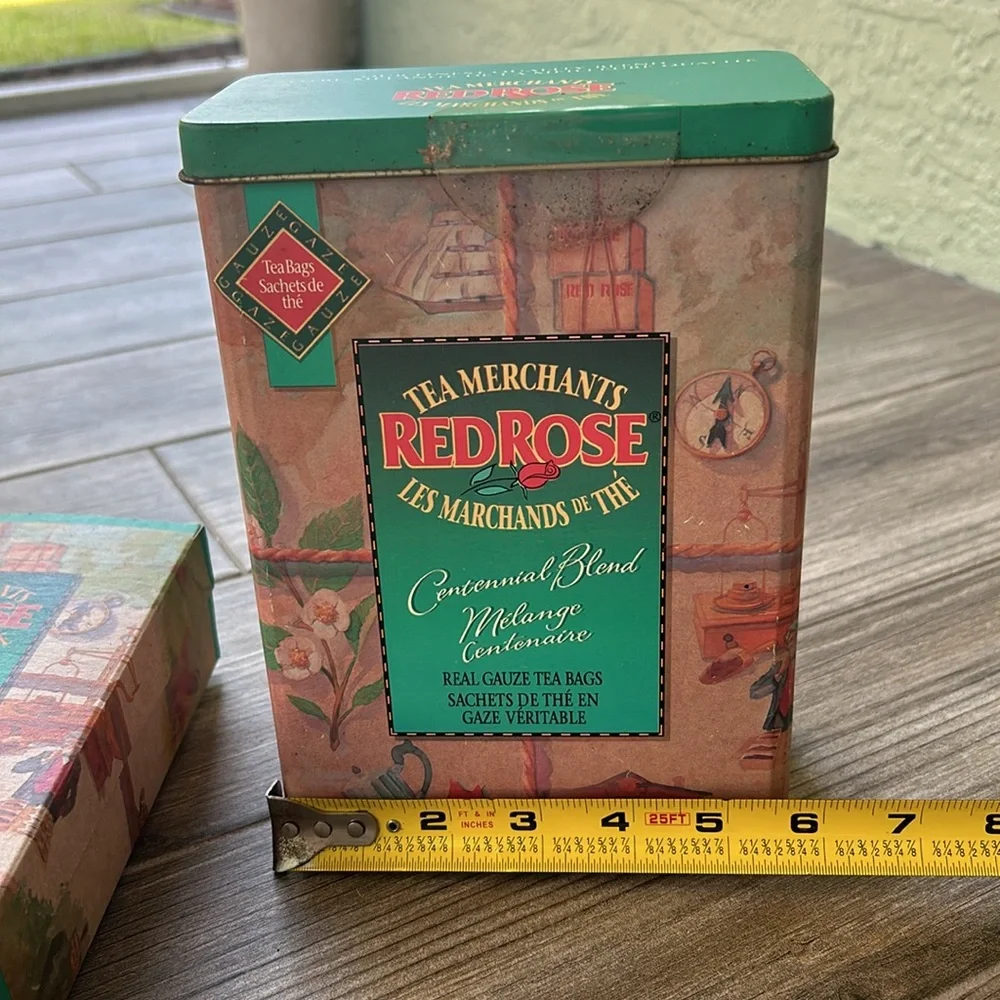 Vintage 💯 Anniversary Red Rose 🌹 tea canister and box - Picture 4 of 8